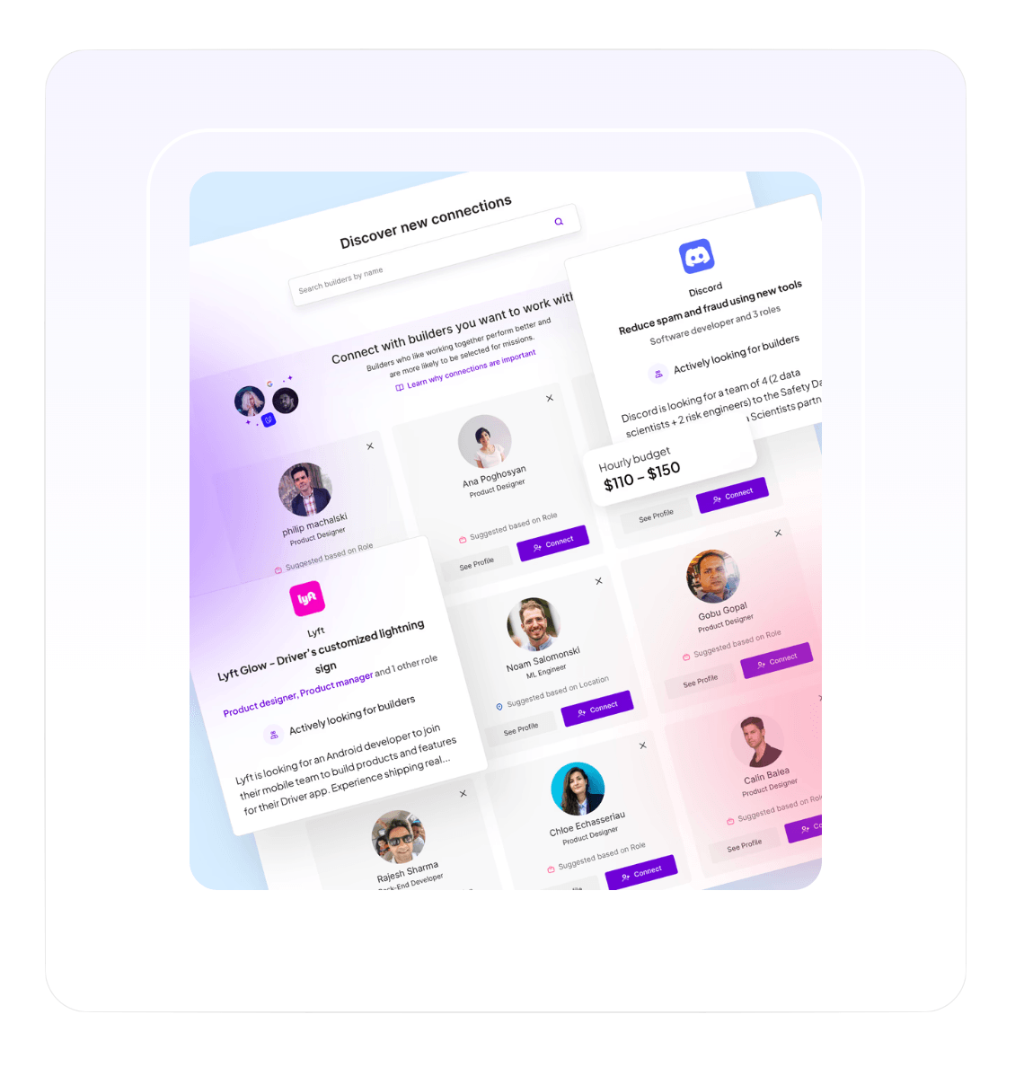 Diagram showing how the A.Team platform matches AI talent to projects